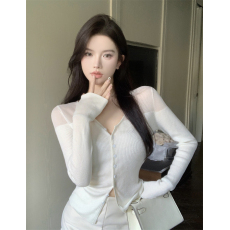 批发实拍实价 拼接针织<b class='q'>开衫</b>女薄款修身内搭上衣