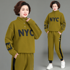 批发早春季休闲时尚运动服套装裤2023年新款女大码秋<b class='q'>冬</b>两件套洋气减龄