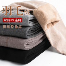 批发实拍2024孕妇棉质<b class='q'>竖条纹</b>薄绒连裤袜秋冬羽毛绒打底袜裤螺纹裤加绒