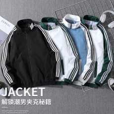 批发2022年春秋季新款学生运动夹克男士外套拼色褂子情侣款夹克衫男