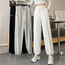 批发实价-实拍 春季新款宽松阔腿束脚休闲裤女卫裤ins潮