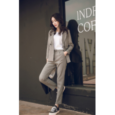 批发实拍<b class='q'>韩国</b>春秋新款双口袋装饰加厚女式西服+西裤 休闲白领套装