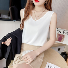 批发<b class='q'>双层</b><b class='q'>雪纺</b><b class='q'>吊带</b><b class='q'>背心</b>女2024夏v领宽松外穿内搭打底衫无袖上衣