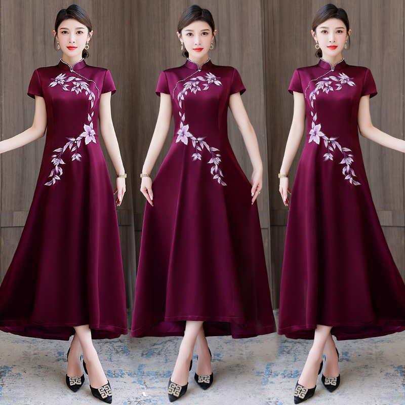 RY5301# 2026新款高端气质喜婆婆婚宴装高贵婚礼礼服长款连衣裙
