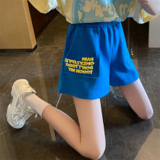 批发实价-实拍发泡立体<b class='q'>印花</b> 夏季新款宽松休闲显瘦阔腿<b class='q'>短裤</b>女