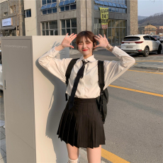 批发实价实拍 学院风JK日系制服百褶格裙学生服学院套装