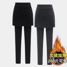 批发秋冬假两件<b class='q'>打底裤</b>女外穿秋冬加绒加厚棉质修身大码弹力高腰包臀