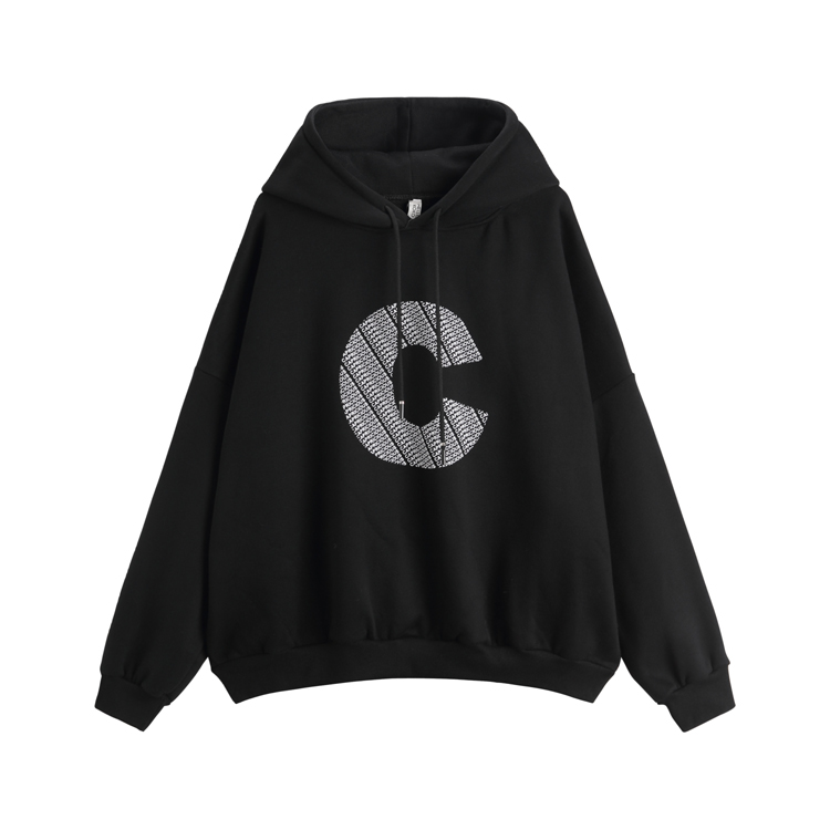 Sudadera con capucha holgada de terciopelo con estampado de letras C de moda coreana nueva de otoño de 2021 para mujer_voghion.com