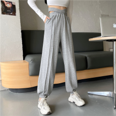 实价-实拍 春季新款双腰头宽松阔腿束脚休闲裤女卫裤