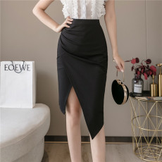 批发实拍春夏新款职业前开衩一步裙中长款褶皱显瘦半身裙女时尚包臀裙