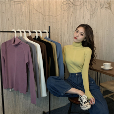 批发实拍实价 秋冬复古竖纹<b class='q'>高领</b><b class='q'>毛衣</b>修身打底针织衫女上衣