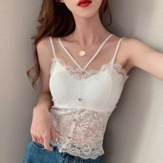 批发实拍  法式蕾丝美背吊带背心可拆胸垫纽扣性感<b class='q'>文胸</b><b class='q'>抹胸</b>上衣