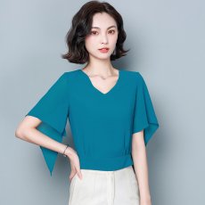 批发2021夏季新款气质时尚百搭短款夏日<b class='q'>清凉</b>雪纺蝙蝠袖小衫
