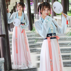 批发实拍6018日常<b class='q'>民族</b>风服装汉服女大摆仙女对襟襦裙绣花舞蹈春夏秋款