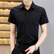批发主推纯色休闲衬衫男士短袖韩版修身衬衣商务男寸衣潮上班白色黑色