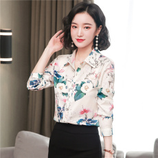 批发真丝衬衫女2026春季新款长袖碎花丝绸衬衣中年妈妈洋气<b class='q'>桑蚕丝</b><b class='q'>上衣</b>