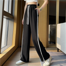 批发实价-实拍 春季新款阔腿高腰垂感显瘦百搭休闲运动裤