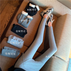 批发冬装实拍实价螺纹<b class='q'>打底裤</b>假两件套裤裙纯色加绒九分裤