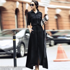 批发中长款长裙子韩版显瘦黑色女士<b class='q'>秋装</b>2026新款衬衫裙<b class='q'>连衣裙</b>秋季长袖