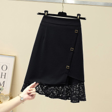 批发实拍大码女2026春款蕾丝鱼尾裙半身裙女高腰包臀裙不规则荷叶边