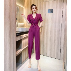 批发实拍2026夏季新款时尚气质单排扣配腰带显瘦长裤收腰<b class='q'>连体裤</b>