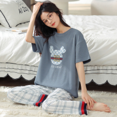 批发实拍 2022年夏季华夫格套装V领休闲家居服女式睡衣新款女装居家