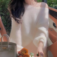 批发新款浪漫套头绞花宽松百搭慵懒风马海毛针织衫羊毛薄款<b class='q'>毛衣</b>