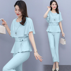 批发早春洋气减龄网红雪纺套装女装2026今年新款夏装<b class='q'>时尚</b>小个子两件套