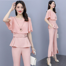 批发早春洋气减龄网红雪纺套装女装2025今年新款夏装<b class='q'>时尚</b>小个子两件套