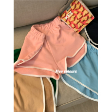 批发实拍实价美式复古学少女BM风撞色包边休闲运动<b class='q'>短裤</b>女宽松热裤