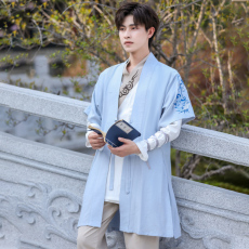 批发原创中国风交领汉服<b class='q'>男</b>女侠客帅气绣花外套国学诗歌朗诵<b class='q'>唐装</b>演出服