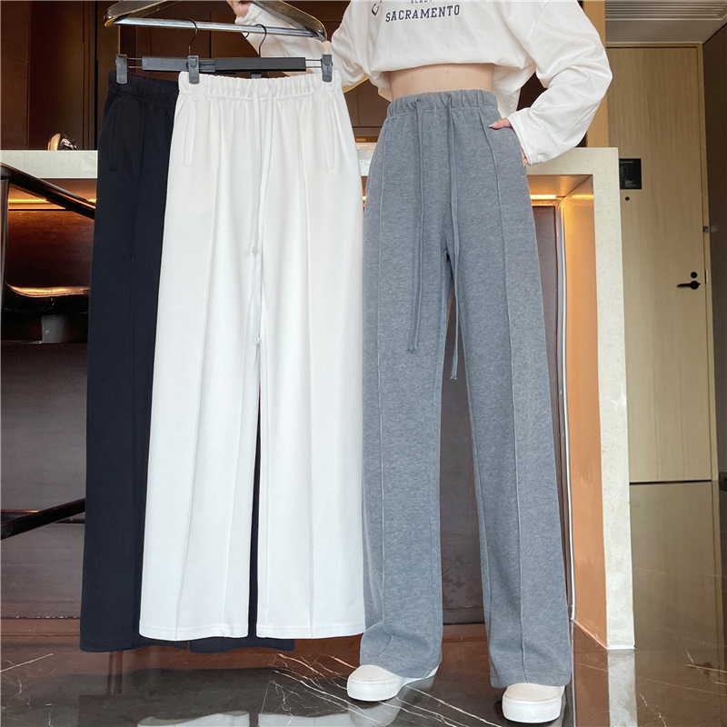 FA36821# -秋季新款阔腿高腰垂感显瘦百搭休闲运动裤 服裝批發女裝批發服飾貨源