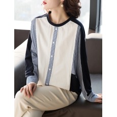 批发限价+12+小视频 2026<b class='q'>春</b>秋装韩版拼接T恤女长袖圆领宽松上衣