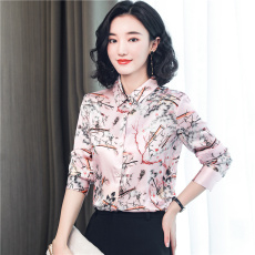 批发重磅真丝衬衫女2026春款女装长袖印花韩版修身<b class='q'>桑蚕丝</b><b class='q'>上衣</b>时尚衬衣