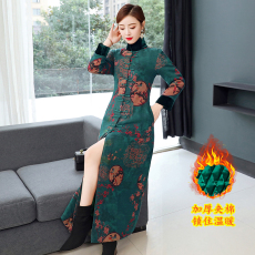 批发香云纱大衣<b class='q'>秋</b>冬装夹棉加厚中国风高端配旗袍外套外搭长款