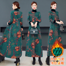 批发香云纱大衣<b class='q'>秋</b>冬装夹棉加厚中国风高端配旗袍外套外搭长款