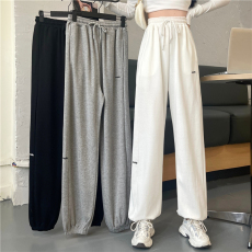 批发实价-实拍65/35鱼鳞 春季新款宽松阔腿束脚休闲裤女