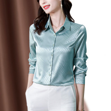 批发实拍春秋新款时尚重磅真丝衬衫女设计感桑蚕丝上衣<b class='q'>长袖</b>工作服