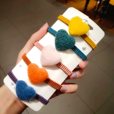 批发韩国东大门新款爱心发绳毛绒布扣发圈成人简约高弹力皮套