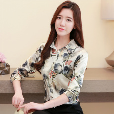 批发真丝衬衫女<b class='q'>长袖</b>2025春秋新款重磅桑蚕丝女士气质印花大码上衣衬衣