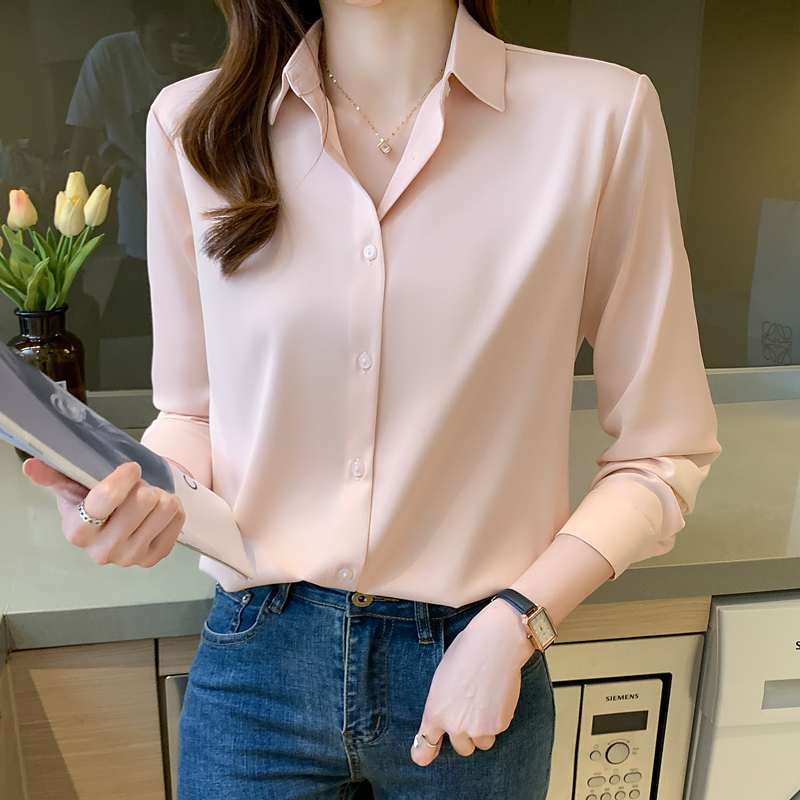 MY11841# 实拍 衬衫女设计感小众2025秋季长袖丝质缎面垂感百搭OL女士衬衣