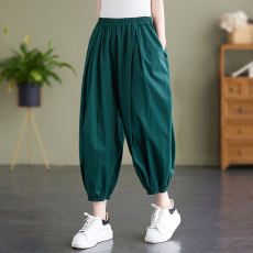 批发实拍春季新款束脚灯笼裤女薄款宽松休闲舒适百搭<b class='q'>七分</b>哈伦裤