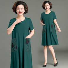 批发胖妈妈<b class='q'>夏</b>装连衣裙女2023新款中年加肥加大码洋气中老年人遮肚裙子
