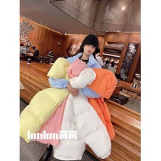 批发纯色糖果色双口袋设计面包服棉服外套女中长款学院风可爱潮