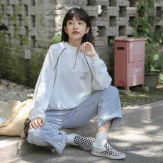 批发2026实拍春秋季新款韩版前后印花立领拉链<b class='q'>短款</b><b class='q'>卫衣</b>