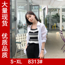 批发长袖宽松中<b class='q'>长款</b>衬衣防晒上衣纯棉 衬衫女