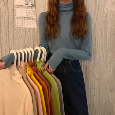 批发实价实拍 纯色基础款堆堆翻领高领打底衫上衣针织衫