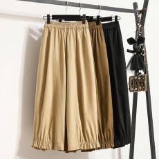 批发实拍2026夏文艺复古纯棉七分休闲<b class='q'>裤</b>女夏季新款大码百搭减龄阔腿<b class='q'>裤</b>