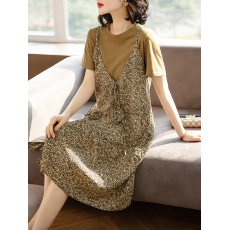 批发限价+12+小视频 2026夏新款时尚豹纹印花T恤+吊带裙<b class='q'>两件套</b><b class='q'>连衣裙</b>