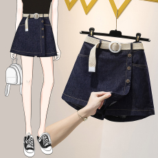 批发实拍2026夏款大码牛仔<b class='q'>短裙</b>裤胖MM休闲遮胯A字裙女短裤百搭